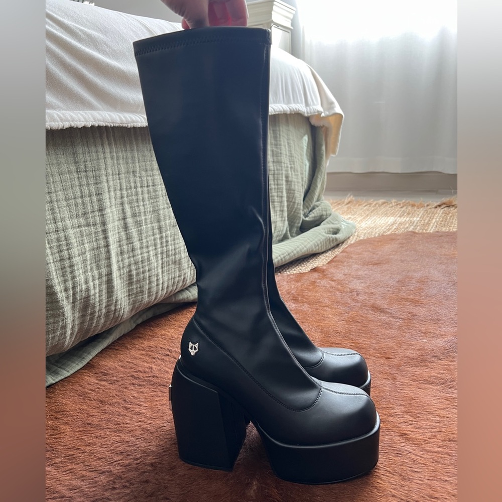 Naked Wolfe Spice Black Stretch Platform Boots